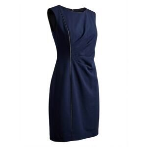 Elie Tahari Navy Sheath Dress Sleeveless Career - Size 12